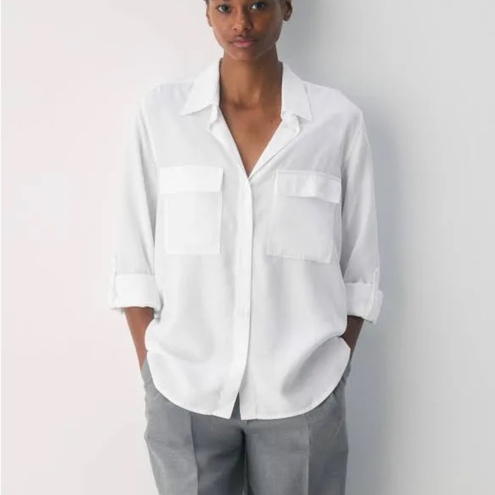 Aritzia Women's Babaton Utility White Button-Up Shirt S barely worn